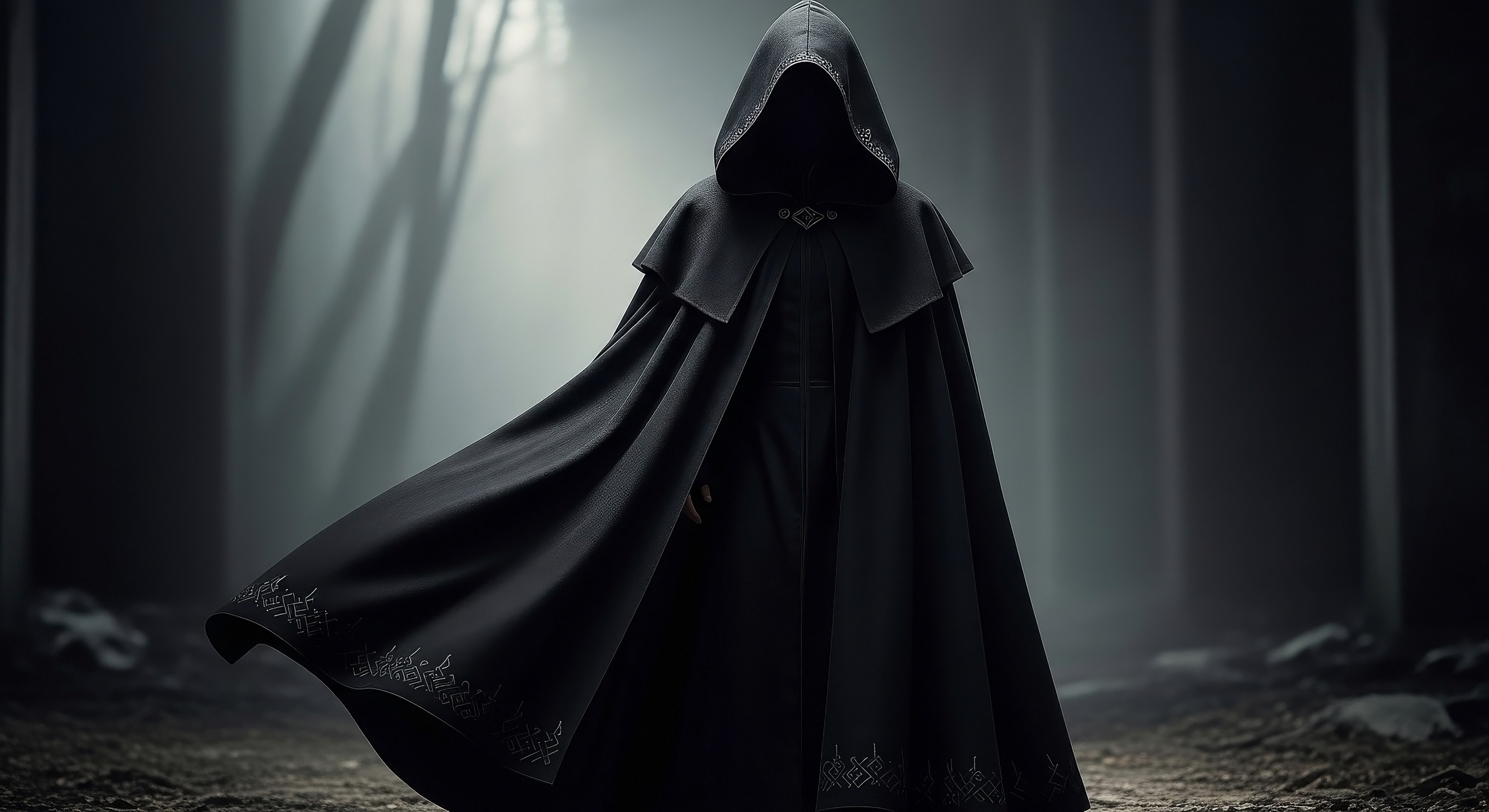 Black cloaked figure