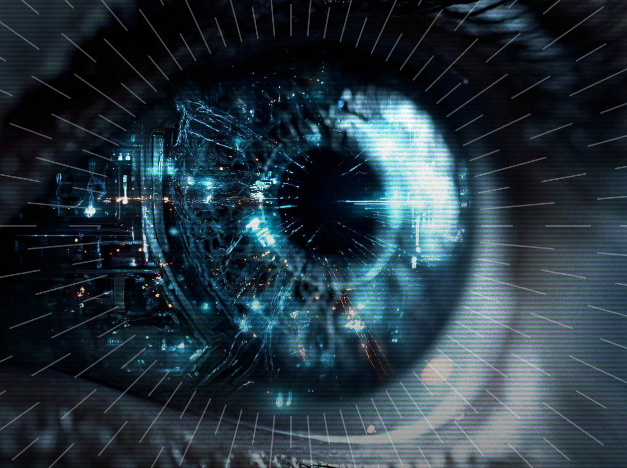 Human eye showing digital reflection